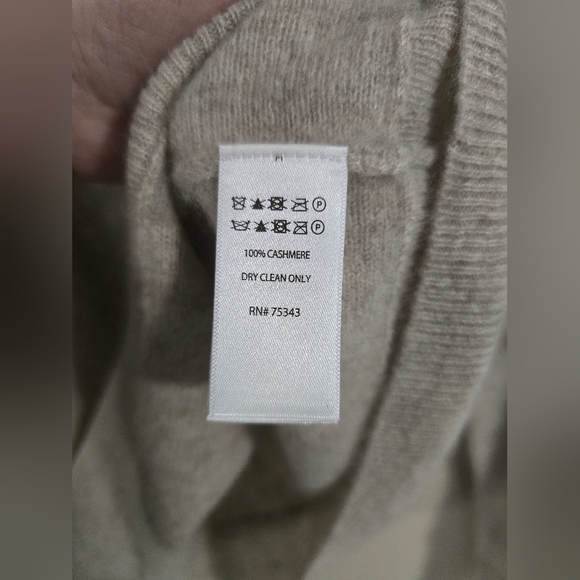 TAHARI 100% Pure CASHMERE Mockneck Raglan Sleeve Sweater Beige Size XL - Picture 6 of 6